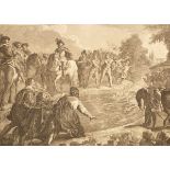 Jacques Philippe Lebas after after Carel van Folens/Depart De Chase/black and white engraving,