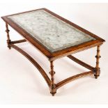 A mirror top coffee table by Jonathan Charles, the mirrored top with eglomise decoration,