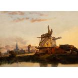 Henry Bright (1810-1873)/Windmill on the Scheldt/oil on canvas, 35cm x 49.
