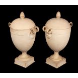 A pair of Wedgwood white jasper Neoclassical vases and covers, early 19th Century,