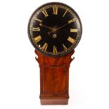 A late 18th Century mahogany tavern clock, with enamel dial having gilt Roman numerals,