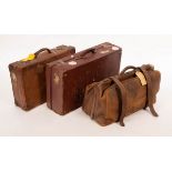 A quantity of luggage to include two leather cases and a Gladstone bag CONDITION REPORT: