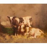 David Gauld RSA (1865-1936)/Calves/oil on canvas,