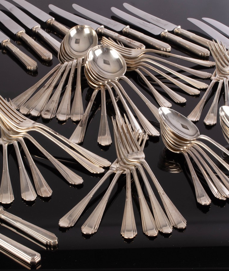 A set of Art Deco silver flatware, James Dixon & Sons, mainly Sheffield 1943,