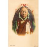 D Singh of Darjeeling/Tibetan Lady/signed and inscribed/hand tinted silver gelatin print, 20.