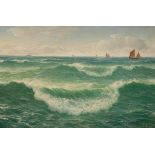 David James (1854-1904)/Fishing Boats Going Out/signed and dated lower right,