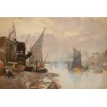 Herbert Menzies Marshall (1841-1913)/Shipping on the Thames/signed and dated 1986/watercolour, 17.