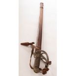 A George V officers sword with entwined hilt and shagreen handle,