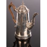 A George III silver coffee pot, London 1777,