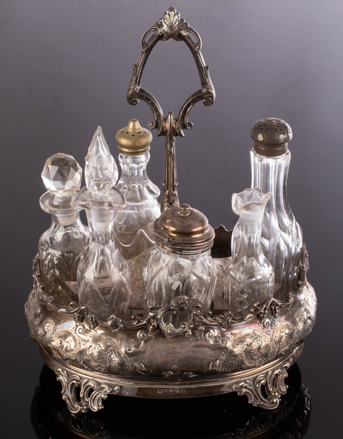 A Victorian silver cruet, Richard Martin & Ebenezer Hall, Sheffield 1864,