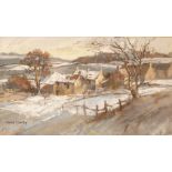 Moira Huntly (born 1932)/Cotswold Village in Winter/signed/pastel, 19cm x 34.