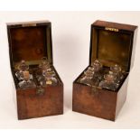 A pair of 19th Century mahogany decanter boxes, each with four divisions, 23.