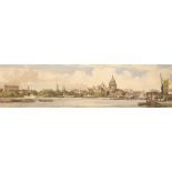 Leonard Russell Squirrell (1893-1979)/Saint Paul's Cathedral/with Blackfriars Bridge and shipping