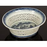 A 19th Century Chinese export blue and white pierced oval basket, 23.