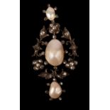 A Victorian diamond and blister pearl pendant,