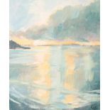Gill Holloway (born 1928)/Sunrise, Cawsand, Cornwall/monogrammed/oil on canvas, 29.75cm x 24.