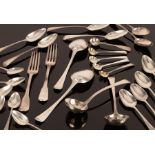 A quantity of Old English pattern silver flatware to include four tablespoons,