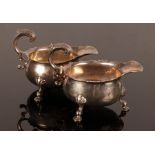 A pair of George II silver sauce boats, Humphrey Payne, London 1740,