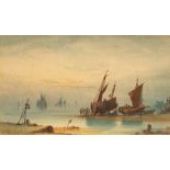 Thomas Mortimer (act. 1880-1920)/Fishing Boats at Dusk/watercolour, 14.5cm x 24.