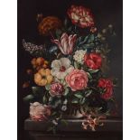 20th Century/Vase of Flowers/on a marble ledge/oil on panel,