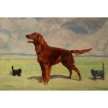 William Walker Telfer (1907-1989)/Red Setter and Two Black Cats/signed,