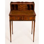 A mahogany bonheur du jour, the superstructure fitted two drawers on square taper legs,