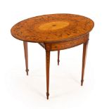 A Sheraton Revival satinwood oval table, Bertram & Son, Dean St, Oxford St W,