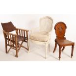 A Victorian mahogany hall chair with oval panel back,