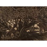 Ivy Anne Ellis (act. 1920-1939)/Willows/numbered 5 of 35/wood block print, 16cm x 22.