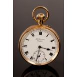 An 18ct gold cased open faced pocket watch, by JW Benson, London 1919,