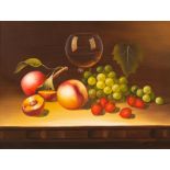 John Francis Smith/Fruit on a Ledge/signed/oil on panel,