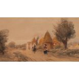 Peter De Wint (1784-1849)/Figures on a Lane, possibly at Holme, Huntingdonshire/watercolour,