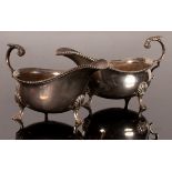 A pair of 18th Century style silver sauce boats, GH, Sheffield 1930,