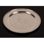 A commemorative silver plate for the racehorse Brigadier Gerard, Richard Comyns, London 1972,