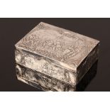 A rectangular Continental silver box, probably Dutch, bearing Chester import marks for 1909,