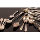 A quantity of silver flatware bearing the crest of Baker to include two basting spoons,