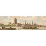 Leonard Russell Squirrell (1893-1979)/Westminster from the South Bank/with a tug,