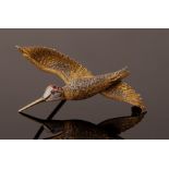 An early 20th Century novelty brooch of snipe form, in bi-colour 18ct gold and enamel,
