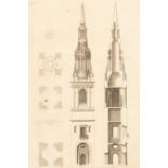 Hulsbergh after Campbell/The Plans and Elevations and Section of Bow Steeple in Cheapside/black and