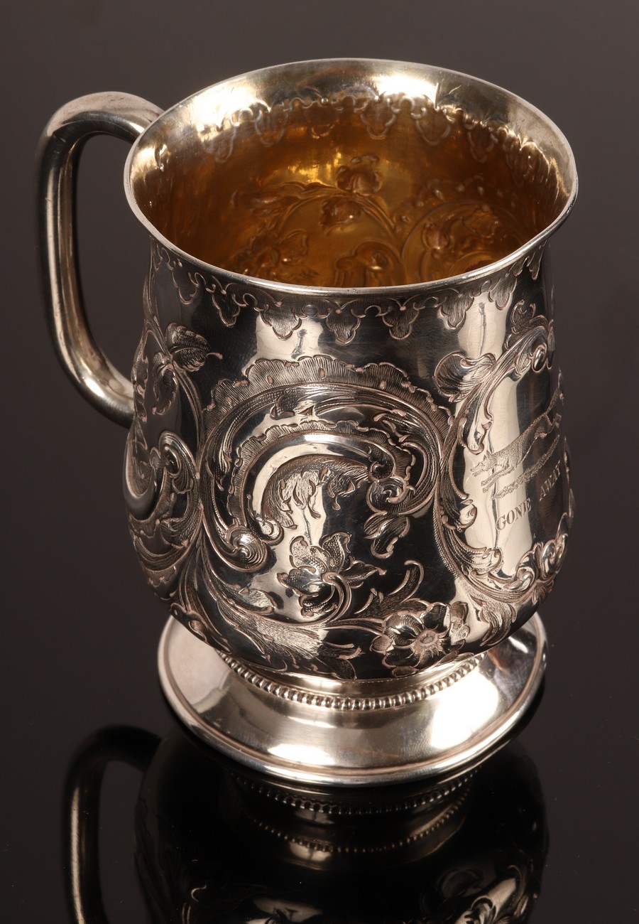 A Victorian silver embossed mug, Hilliard & Thomason, Birmingham 1870, - Image 2 of 4