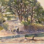 Sue Lewington (born 1956)/Boat House in the Shade/watercolour, 25.5cm x 25.