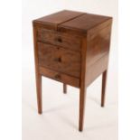 A Regency mahogany enclosed washstand, on square taper legs,