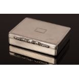 A William IV silver snuff box, SC, London 1835, of rectangular form with scrolling thumbpiece,
