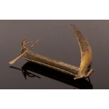 A Loys mixed metal model of a boat with figure, stamped inside Loys and Executé par Lo-ys à la main,