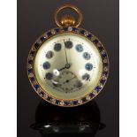 A spherical glass paperweight clock with paste border,