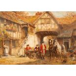 Frank Moss Bennett (1874-1952)/Outside the Inn/signed and dated 1942/oil on canvas,