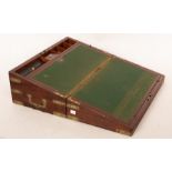 A George III mahogany and brass bound writing slope with fitted interior,