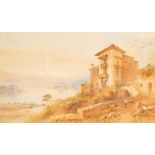 Edwin Saint John (act 1880-1920)/Buildings before an Italian Lake/signed and dated '98/watercolour,