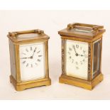 A gilt brass cased carriage clock, fitted a French movement,