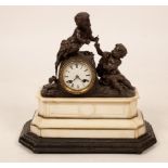 A mantel clock with putto surmount, 40cm high CONDITION REPORT: Mounts are spelter.